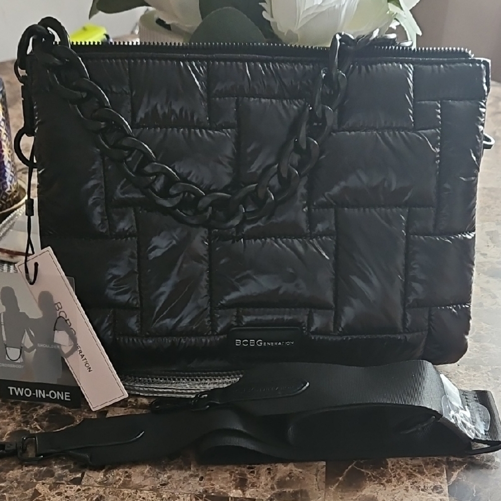BCBGeneration Two-In-One Black Quilted Crossbody/Shoulder Women's Bag